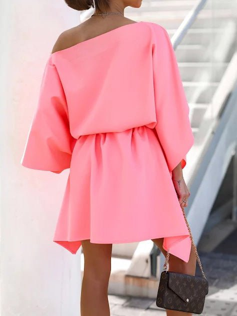 Women's Dresses Loose Off-Shoulder Belted Doll Sleeve Dress