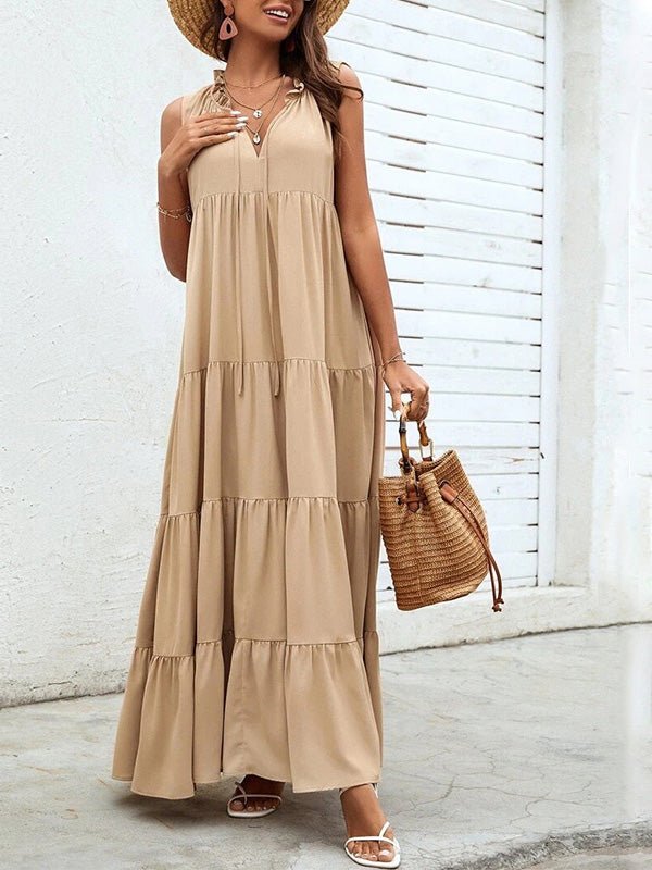 Women's Dresses Loose Sleeveless Beach Ruffle Dress