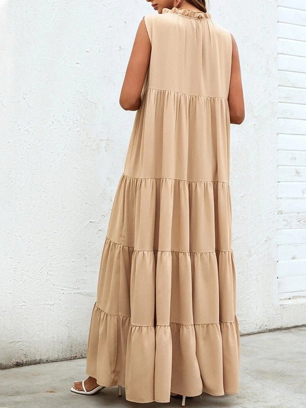 Women's Dresses Loose Sleeveless Beach Ruffle Dress