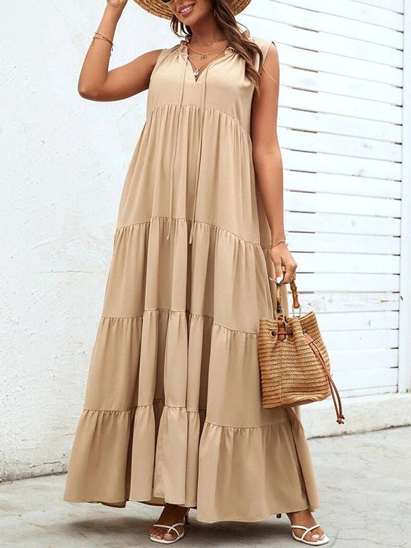 Women's Dresses Loose Sleeveless Beach Ruffle Dress