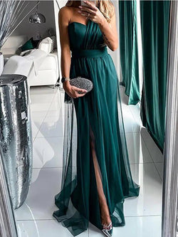 Women's Dresses One-Shoulder Mesh Sleeveless Evening Dress