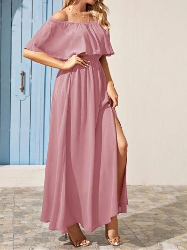 Women's Dresses One-Shoulder Ruffled Slit Dress