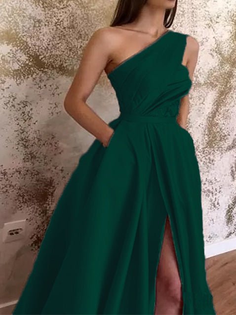 Women's Dresses One Shoulder Sleeveless Slit Dress