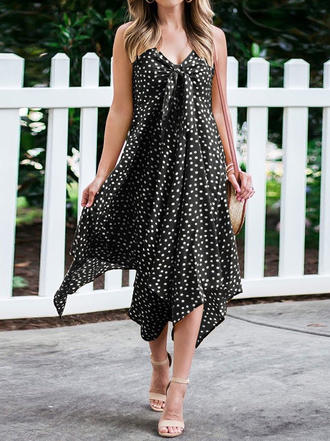 Women's Dresses Polka Dot Print Sling Irregular Dress