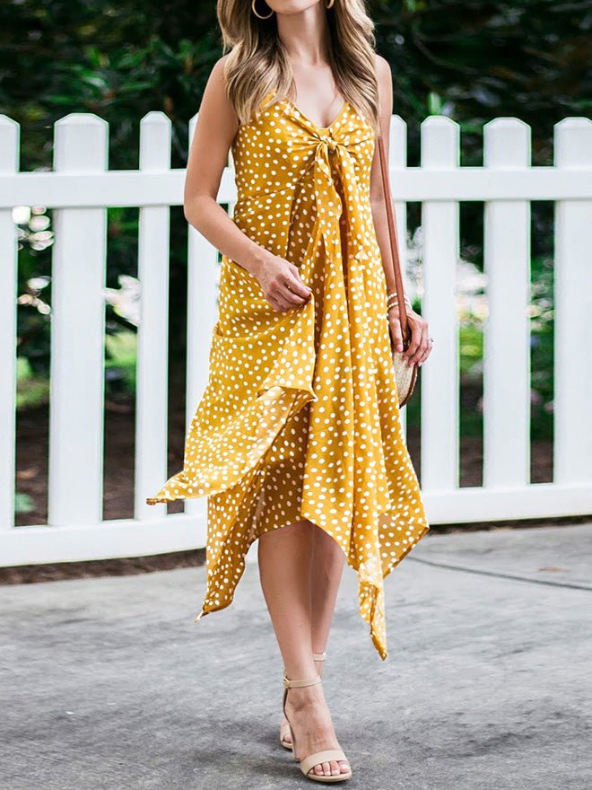 Women's Dresses Polka Dot Print Sling Irregular Dress