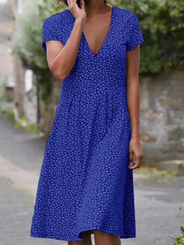 Women's Dresses Polka Dot Print V-Neck Short Sleeve Dress