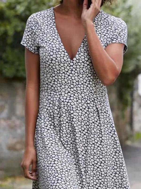 Women's Dresses Polka Dot Print V-Neck Short Sleeve Dress