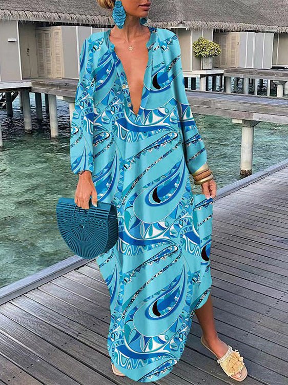 Women's Dresses Printed Long Sleeve Casual Dress