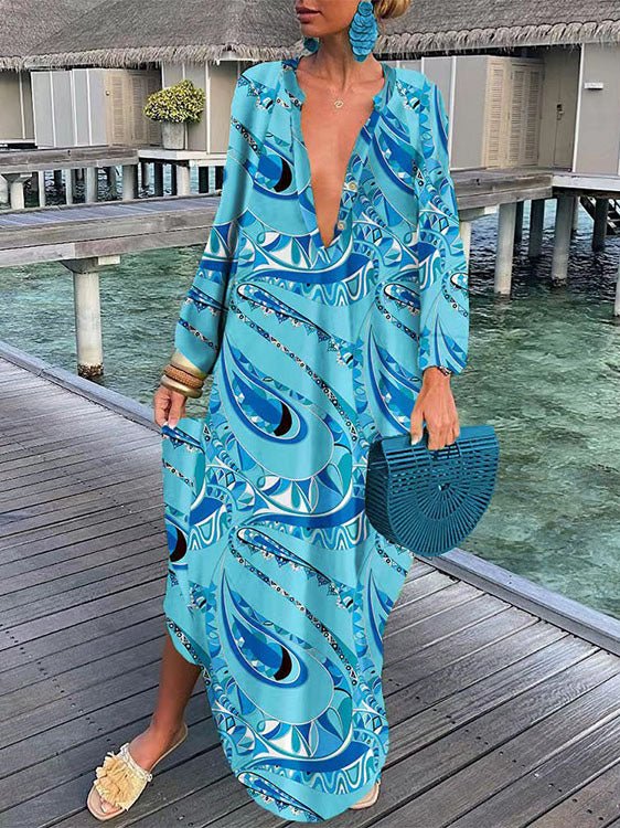 Women's Dresses Printed Long Sleeve Casual Dress