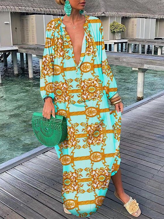 Women's Dresses Printed Long Sleeve Casual Dress