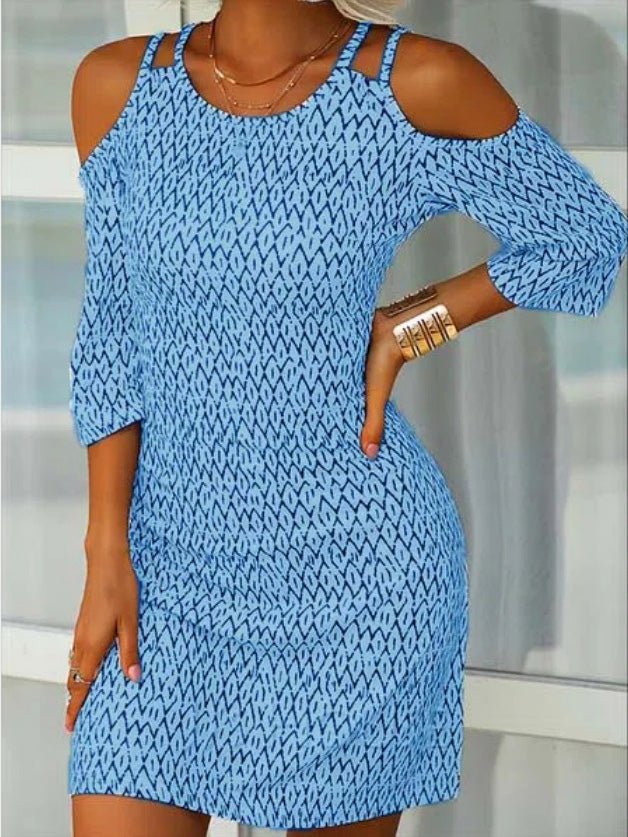 Women's Dresses Printed Off-Shoulder Mid Sleeve Dress