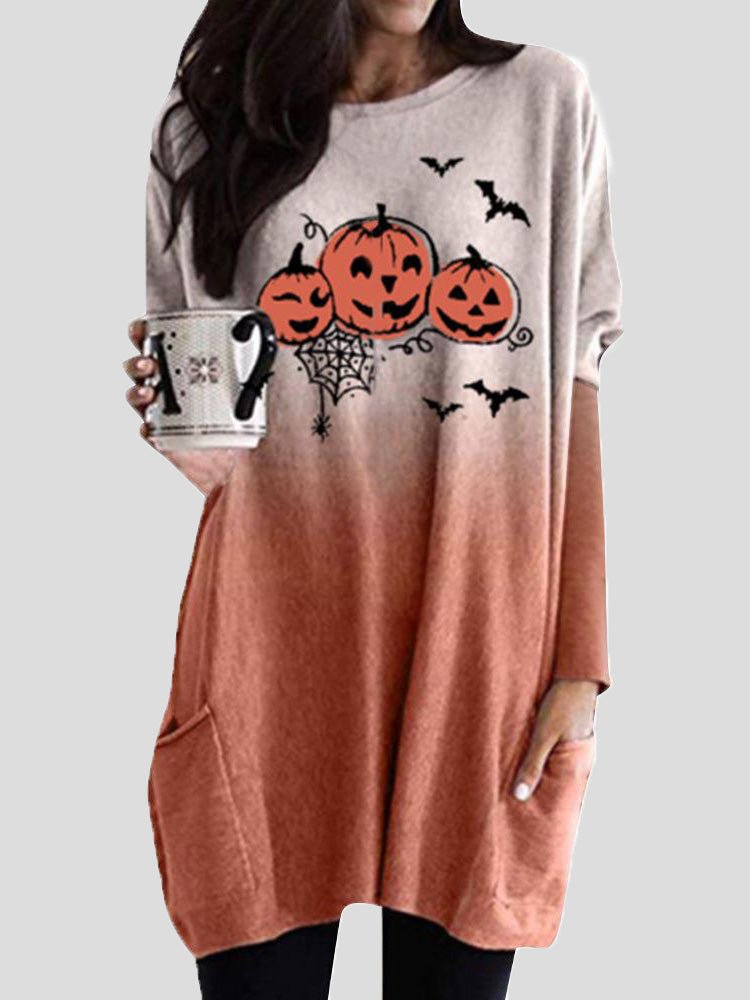 Women's Dresses Printed Pocket Long Sleeve Casual Dress