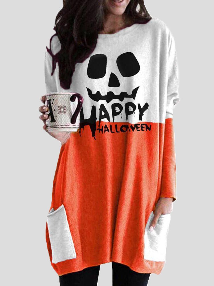 Women's Dresses Printed Pocket Long Sleeve Casual Dress