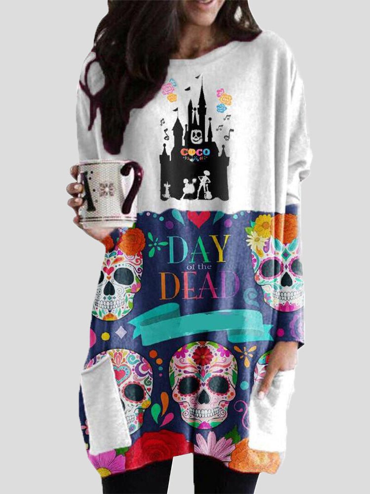 Women's Dresses Printed Pocket Long Sleeve Casual Dress