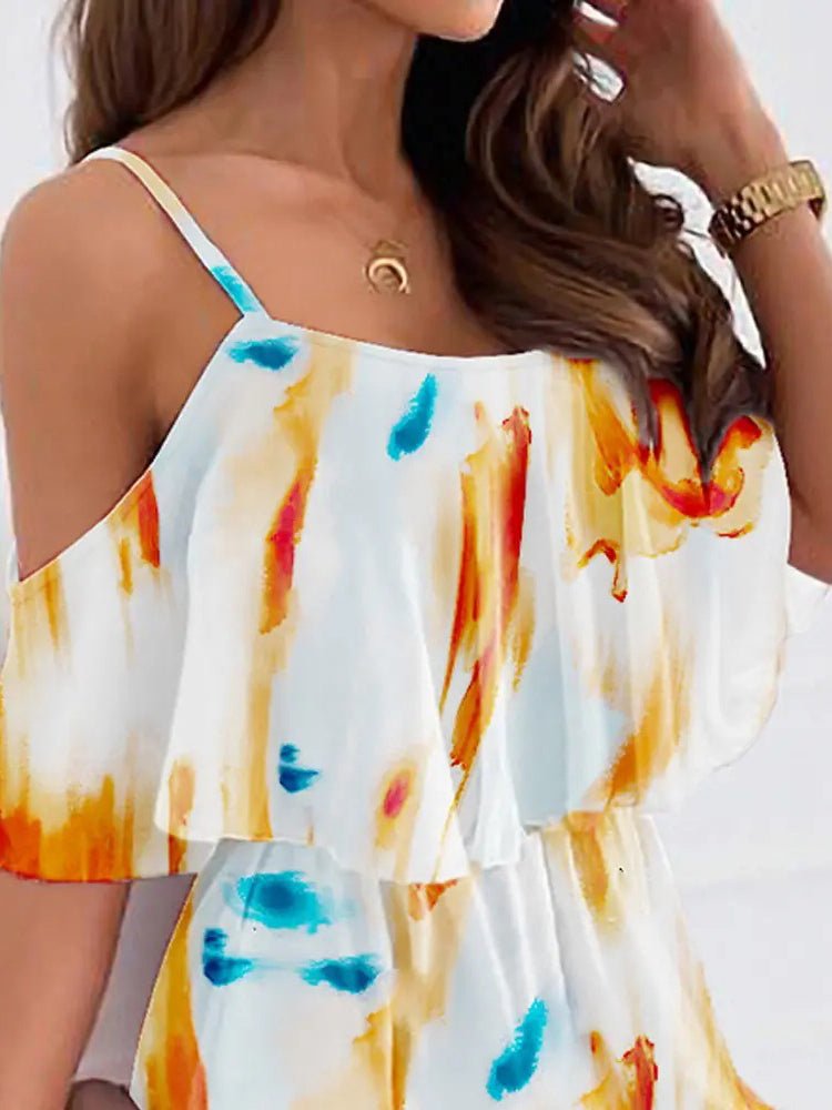 Women's Dresses Printed Sling Off Shoulder Chiffon Dress