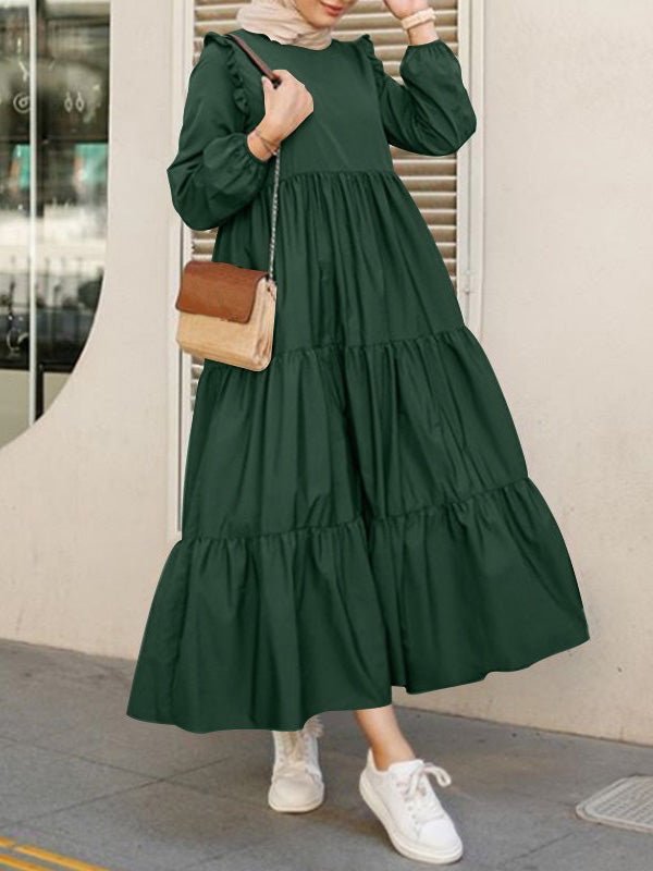 Women's Dresses Round Neck Long Sleeve Casual Dress