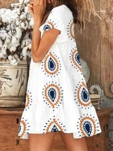 Women's Dresses Round Neck Printed Short Sleeve Dress