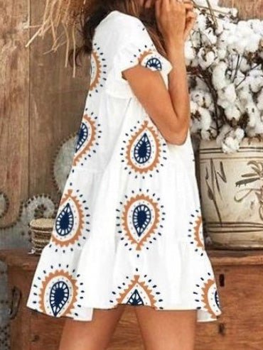 Women's Dresses Round Neck Printed Short Sleeve Dress