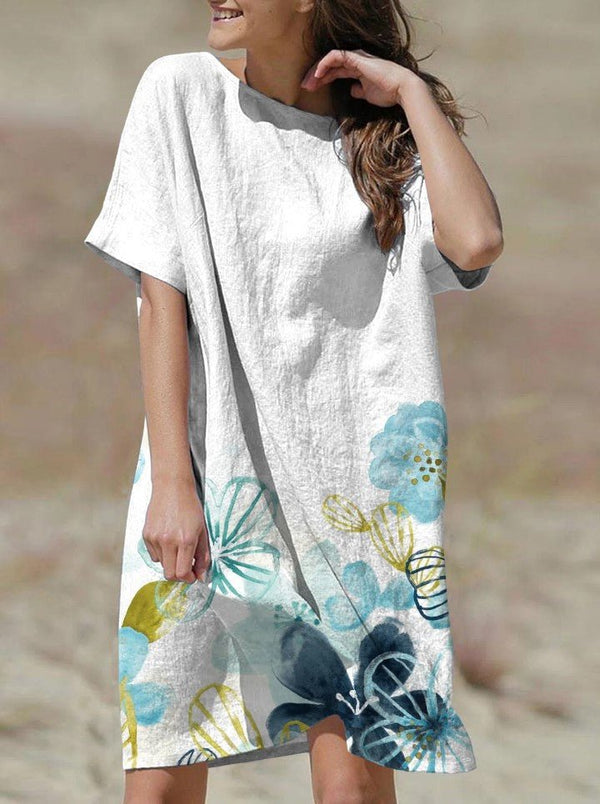 Women's Dresses Round Neck Short Sleeve Print Dress