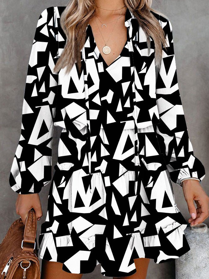 Women's Dresses Ruffled Long Sleeve Print Dress