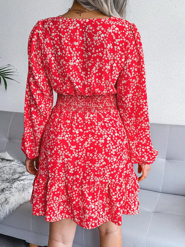 Women's Dresses Sexy Floral Chiffon Elastic Waist Mini Dress