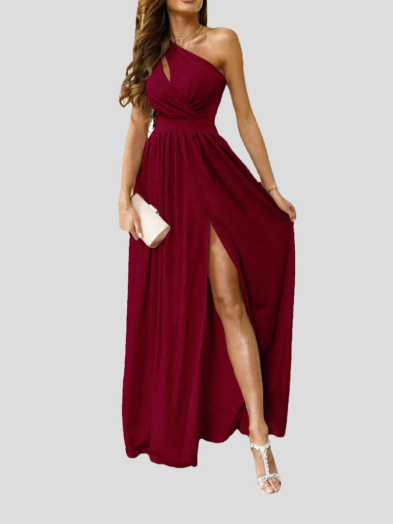 Women's Dresses Shiny Off Shoulder Hollow Slit Dress