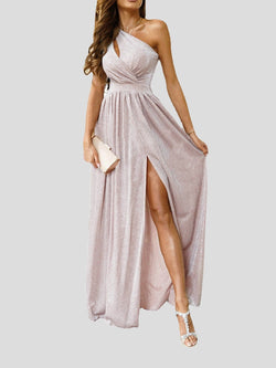 Women's Dresses Shiny Off Shoulder Hollow Slit Dress