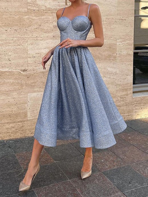 Women's Dresses Shiny Tube Top High Slit Puff Princess Dress