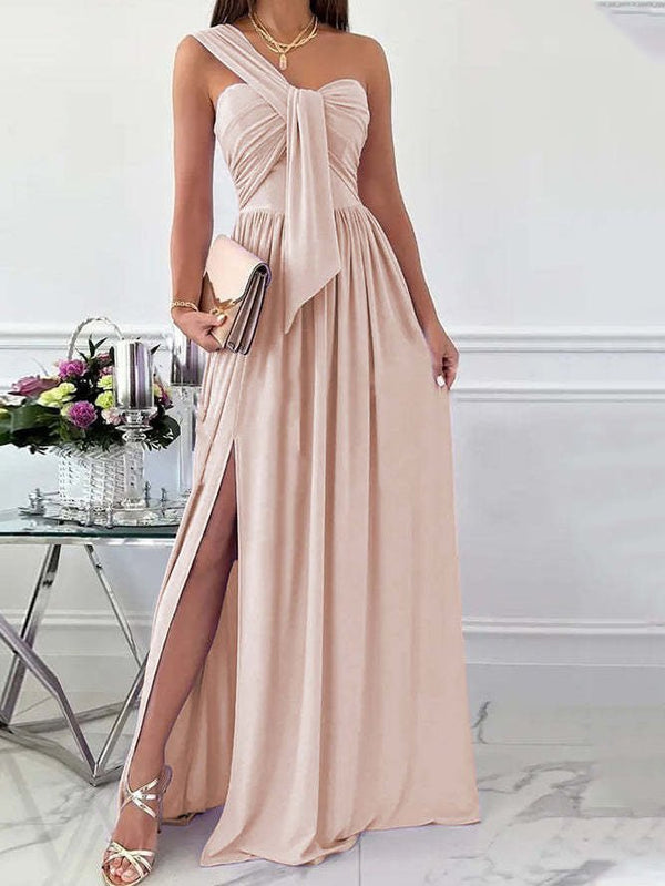 Women's Dresses Simple Sleeveless Off Shoulder Slit Dress