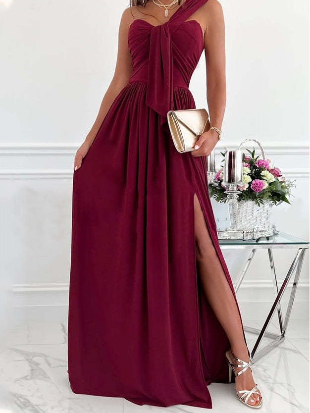 Women's Dresses Simple Sleeveless Off Shoulder Slit Dress