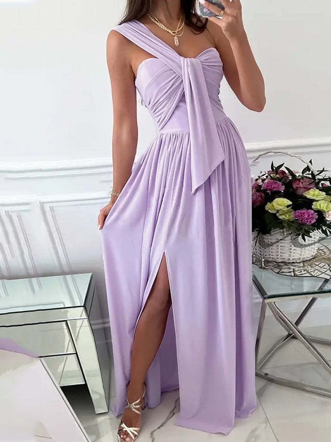 Women's Dresses Simple Sleeveless Off Shoulder Slit Dress