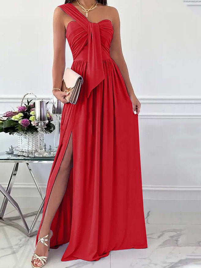 Women's Dresses Simple Sleeveless Off Shoulder Slit Dress