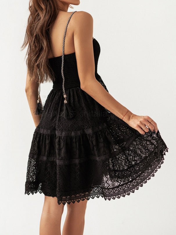 Women's Dresses Sling Lace Panel Sleeveless Mini Dress