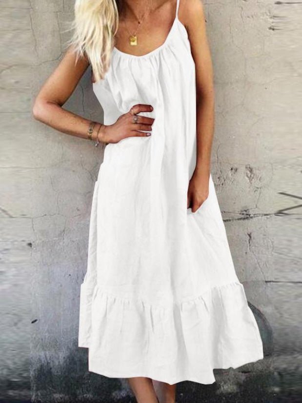 Women's Dresses Solid Sling Ruffled Casual Dress