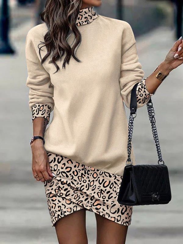 Women's Dresses Turtleneck Long Sleeve Print Dress