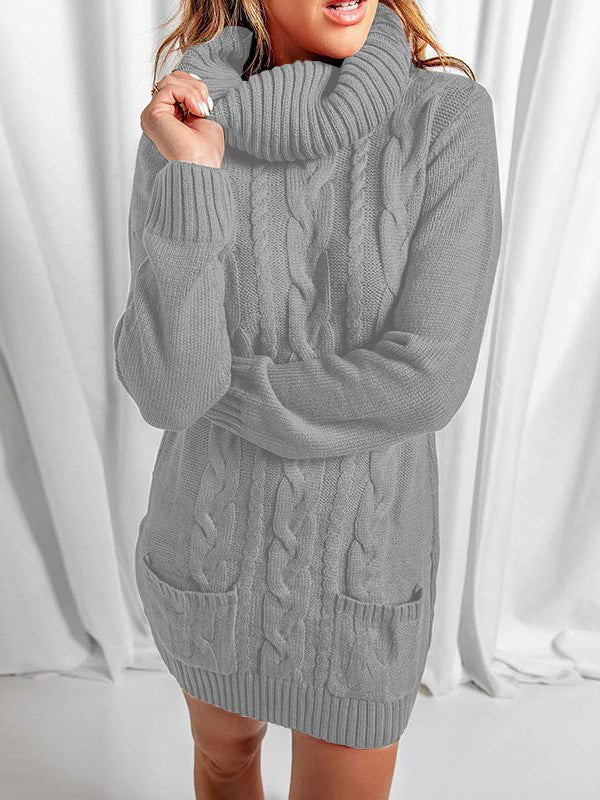 Women's Dresses Turtleneck Pocket Long Sleeve Sweater Dress