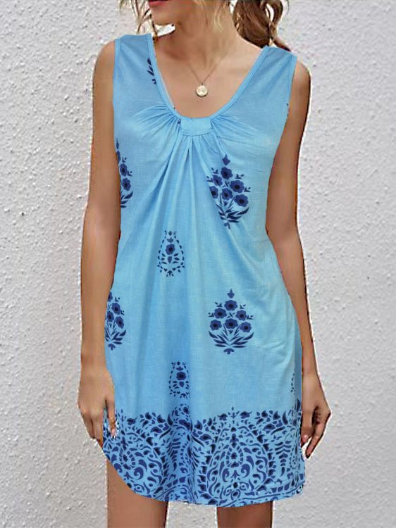 Women's Dresses V-Neck Printed Sleeveless Casual Dress