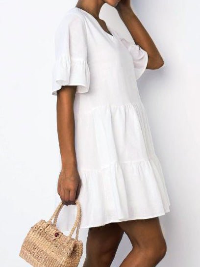 Women's Dresses V-Neck Short Sleeve Ruffle Dress