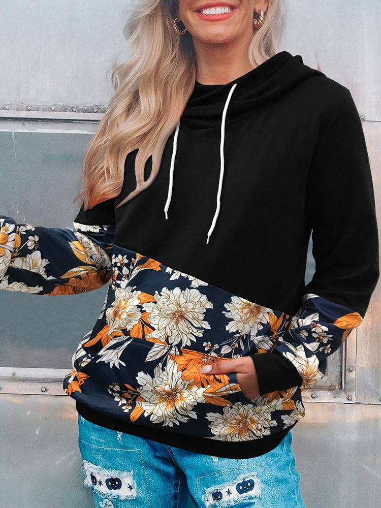 Women's Hoodies Long Sleeve Floral Printed Hoodie