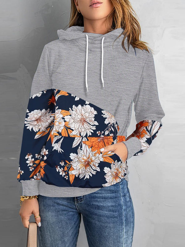 Women's Hoodies Long Sleeve Floral Printed Hoodie