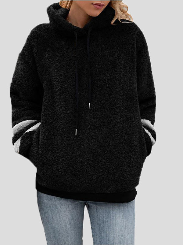 Women's Hoodies Plush Fleece Pocket Long Sleeve Hoody