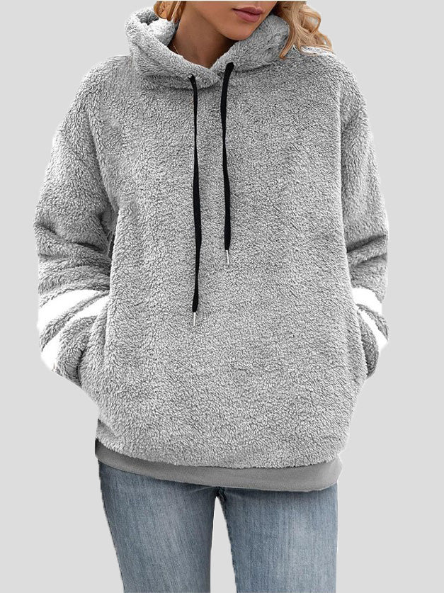 Women's Hoodies Plush Fleece Pocket Long Sleeve Hoody