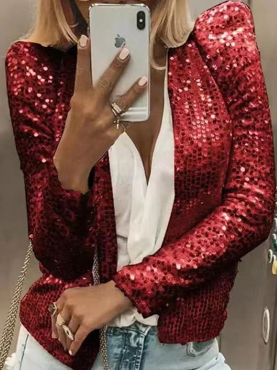 Women's Jackets Casual Sequined Long Sleeve Jacket