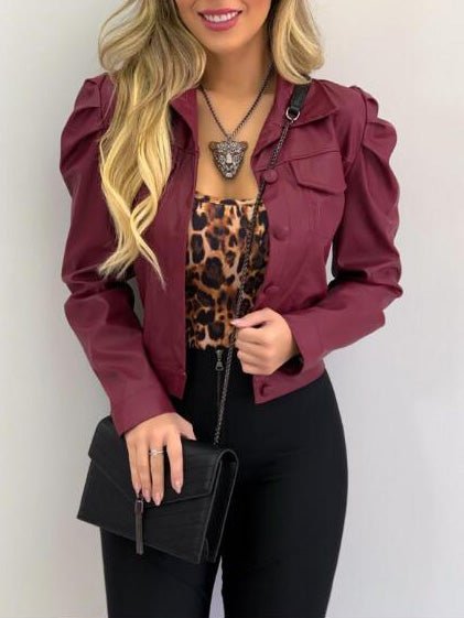 Women's Jackets Lapel Single Breasted Long Sleeve Short Jacket