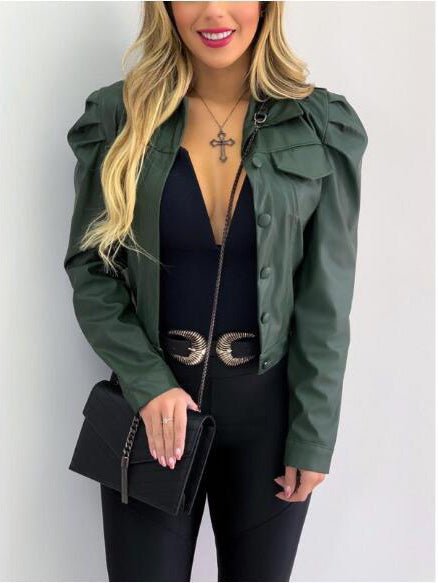 Women's Jackets Lapel Single Breasted Long Sleeve Short Jacket