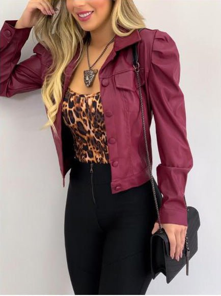 Women's Jackets Lapel Single Breasted Long Sleeve Short Jacket