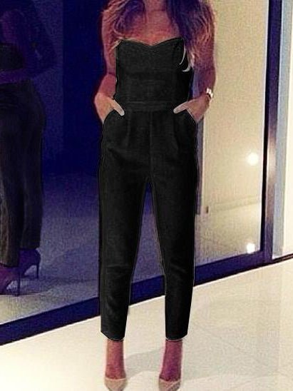 Women's Jumpsuits Bandeau Pocket Slim Fit Jumpsuit