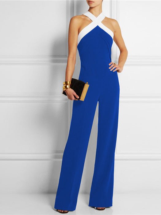 Women's Jumpsuits Crossover Bare Back Sleeveless Jumpsuit