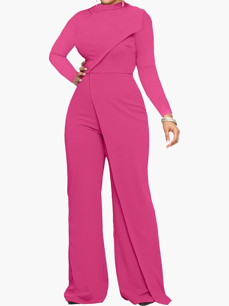 Women's Jumpsuits Half Turtleneck Irregular Long Sleeve Jumpsuit