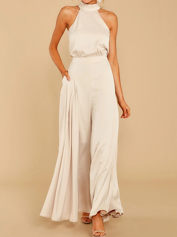 Women's Jumpsuits Hanging Neck Off Shoulder Wide Leg Jumpsuit